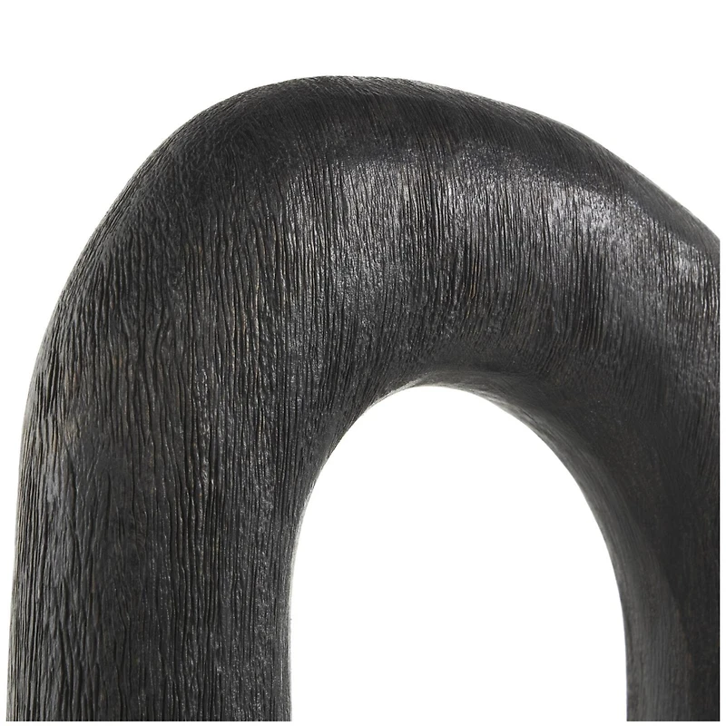 Black Mango Wood Abstract Oval Sculpture Set