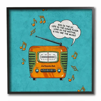 Stupell Industries God Is The DJ Vintage Comic Book Framed Giclee Textured Wall Art