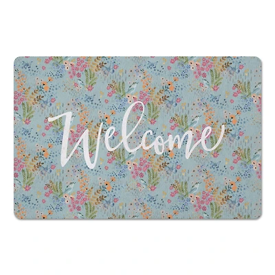 Welcome Butterfly Bird Floral Floor Mat