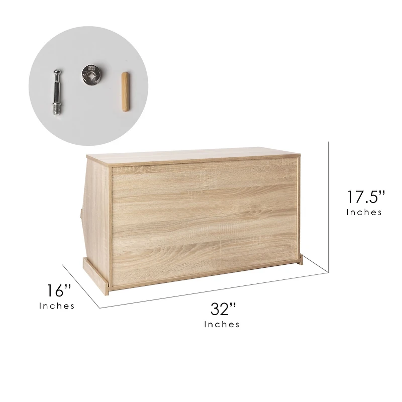 32" Oak Shoe Rack Bench Storage Unit