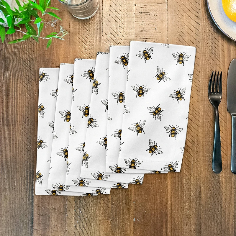 Bee Pattern 10" x 10" Cotton Twill Napkin