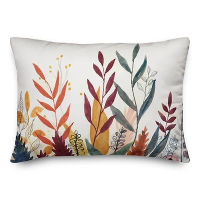 Watercolor Leaves 14" x 20" Throw Pillow