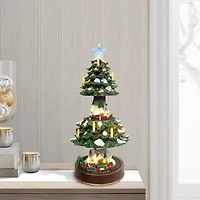 22" Animated Musical Christmas Tree Village with Moving Trains