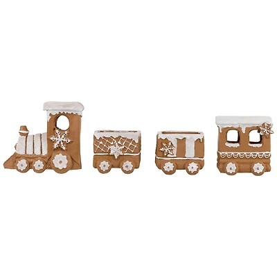 17.75" Frosted Gingerbread Train Tabletop Christmas Decoration