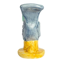 Hello Honey® 6" Yellow & Blue Chirpy Elegance Stoneware Taper Candle Holder