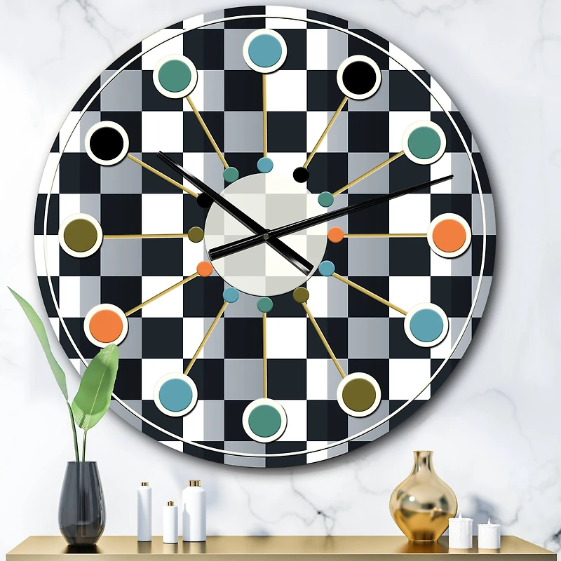 Designart Geometric Mid-Century Modern Wall Clock