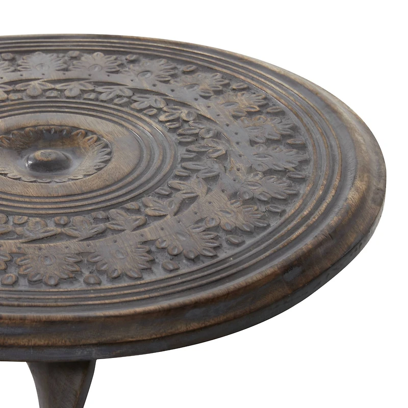 18" Brown Traditional Mango Wood Accent Table