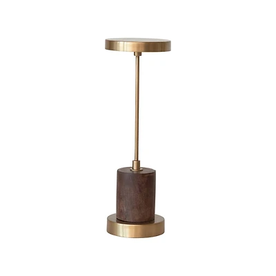 Hello Honey® 11.5" Antique Brass Finish Mango Wood & Metal Touch Sensor LED Table Lamp