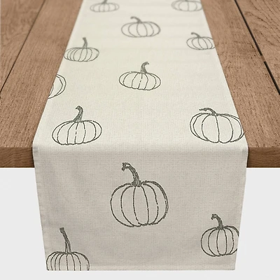90" Gray Mini Pumpkin Pattern Cotton Twill Runner