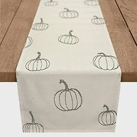 90" Gray Mini Pumpkin Pattern Cotton Twill Runner