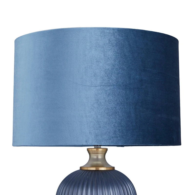 Blue Velvet Transitional Table Lamp, 26" x 16" x 16"