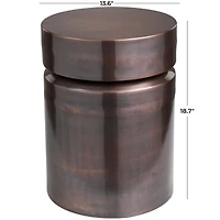 19" Copper Metal Drum Accent Table