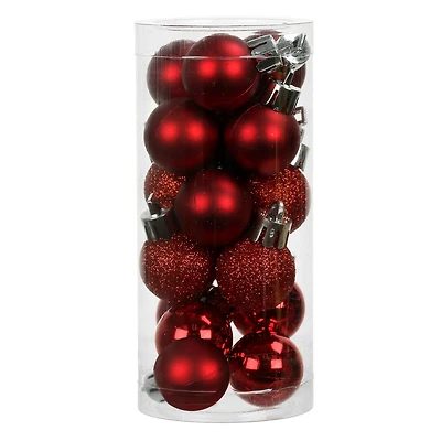 16 Pack 25mm Mini Red Plastic Ball Ornaments by Ashland®
