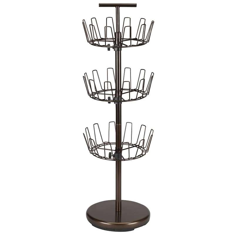 Household Essentials 38" Brown 3-Tier Revolving Shoe Tree