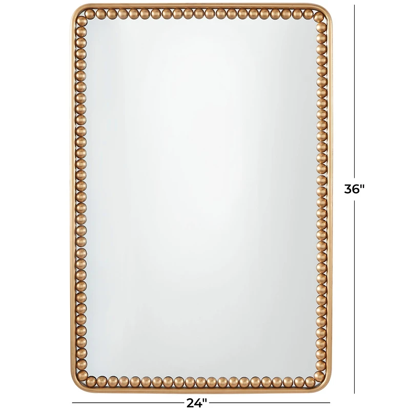 Gold Metal Wall Mirror with Beaded Detailing 24" x 2" x 36"