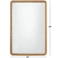 Gold Metal Wall Mirror with Beaded Detailing 24" x 2" x 36"