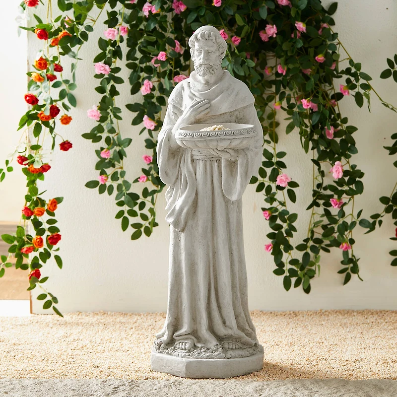 Glitzhome® 32.75" St. Francis Garden Statue with Bird Feeder