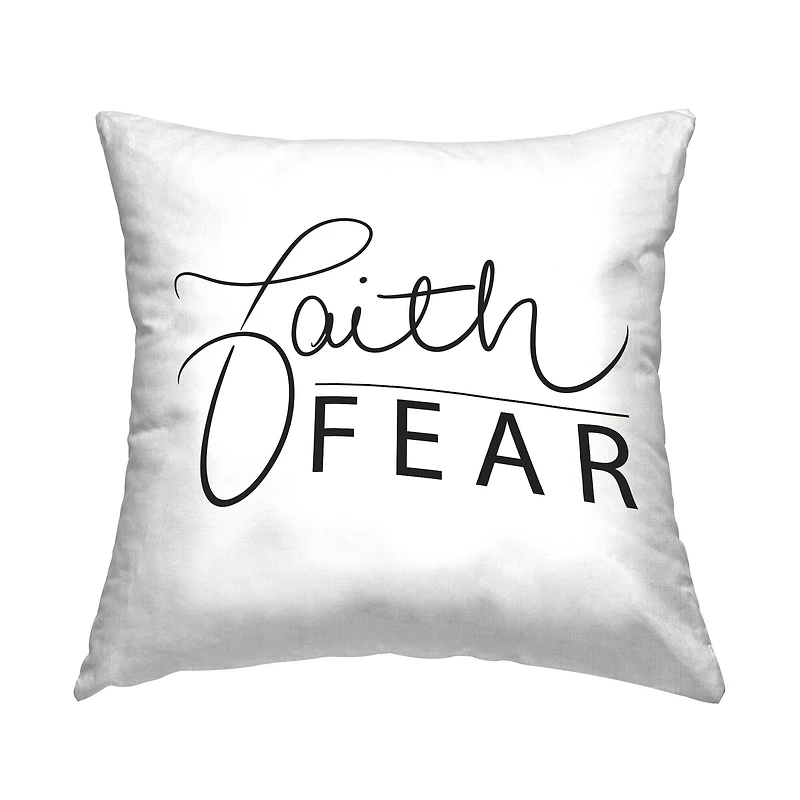 Stupell Industries Faith Over Fear Motto Minimal Clean Typography Throw Pillow 18" x 18"