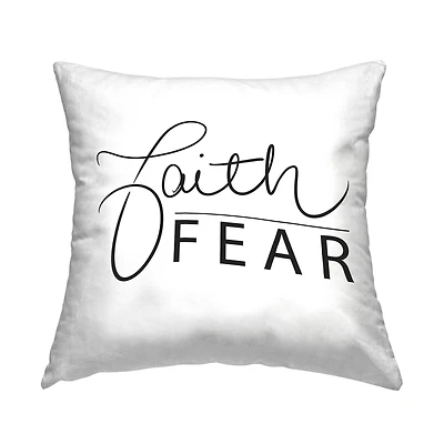 Stupell Industries Faith Over Fear Motto Minimal Clean Typography Throw Pillow 18" x 18"