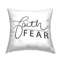 Stupell Industries Faith Over Fear Motto Minimal Clean Typography Throw Pillow 18" x 18"
