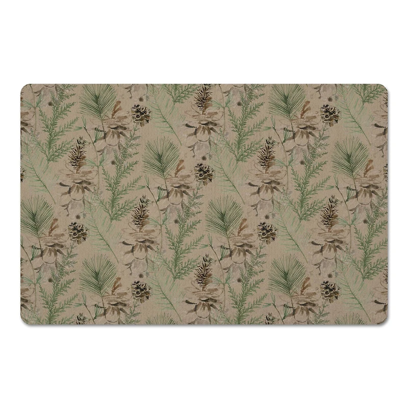 Pinecones & Greenery on Brown Floor Mat