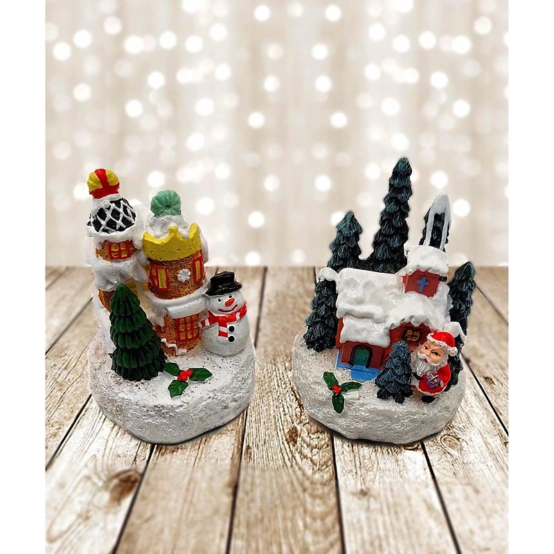 Wizardi 2.95" Christmas Festive Village House with Snowman