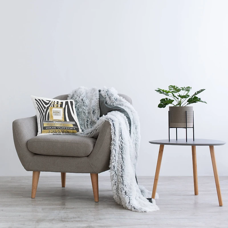 Stupell Industries Glam Fragrance Fashion Book Stack Black Zebra Print Throw Pillow 18" x 18"