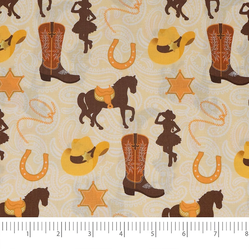 SINGER Western Cowgirl Cotton Fabric