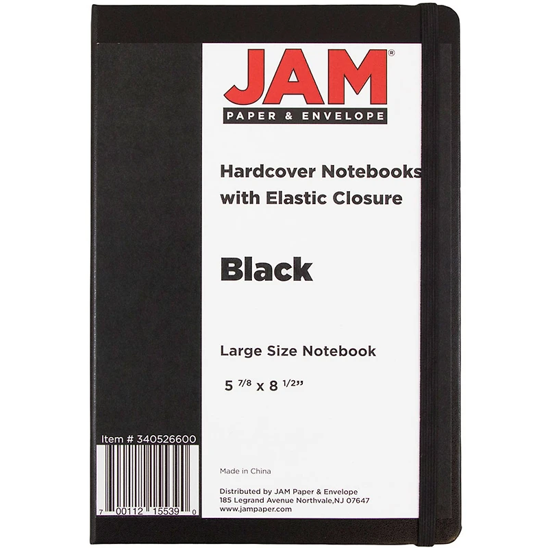 JAM Paper Large Hardcover Notebook with Elastic Band