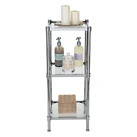 Organize It All Glacier 34" 3-Tier Freestanding Tempered Glass Shelving Tower
