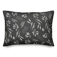 Gray Botanical Pattern Throw Pillow 14" x 20"