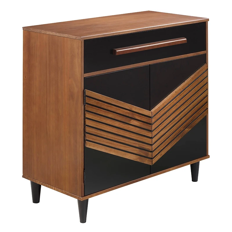 Walker Edison 32" Black & Brown Chevron Wood Detail Accent Cabinet