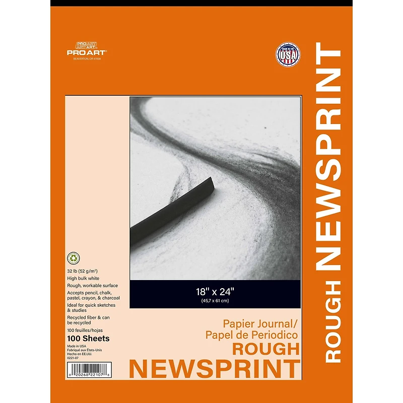 Pro Art® Rough Newsprint Paper Pad, 18'' x 24'', 100 Sheets