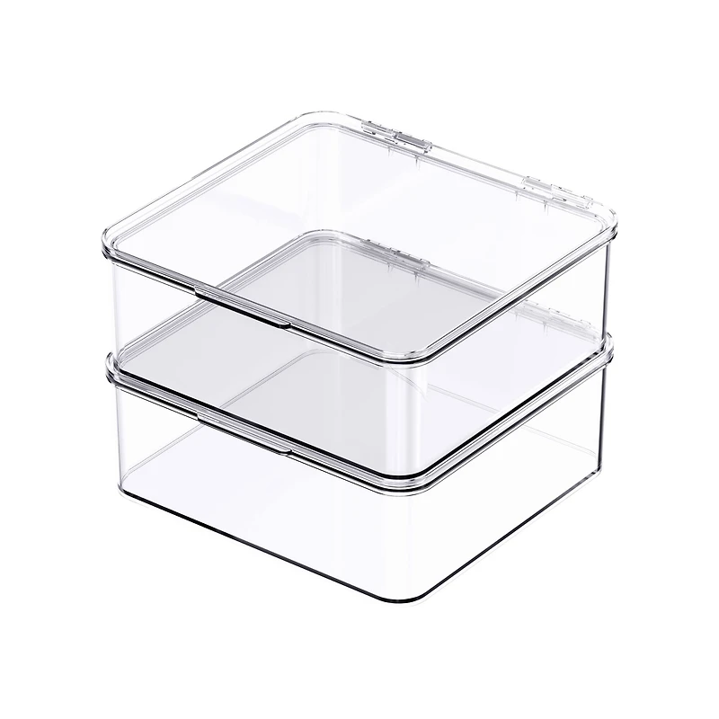 Small Clear Stacking Plastic Case with Hinged Lid by Simply Tidy®