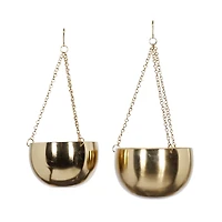 Gold Metal Glam Hanging Planter Set