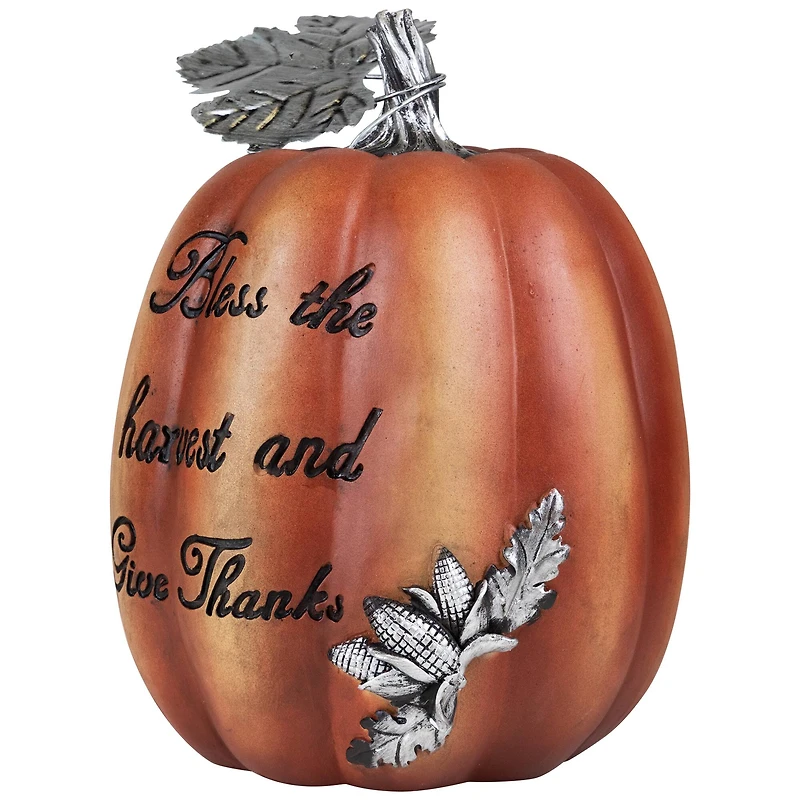 10" Bless the Harvest Pumpkin Tabletop Décor