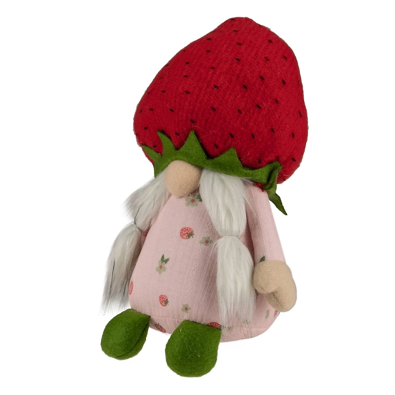 9.5" Green & Red Girl Springtime Strawberry Gnome