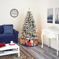 6ft. Pre-lit Flocked Rock Springs Spruce Artificial Christmas Tree with Clear LED Lights