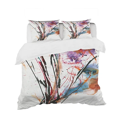 Designart 'Abstract Purple and Blue Flowers' Cottage Bedding Set