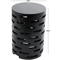 Black Wood Brick Inspired Cutout Geometric Accent Table
