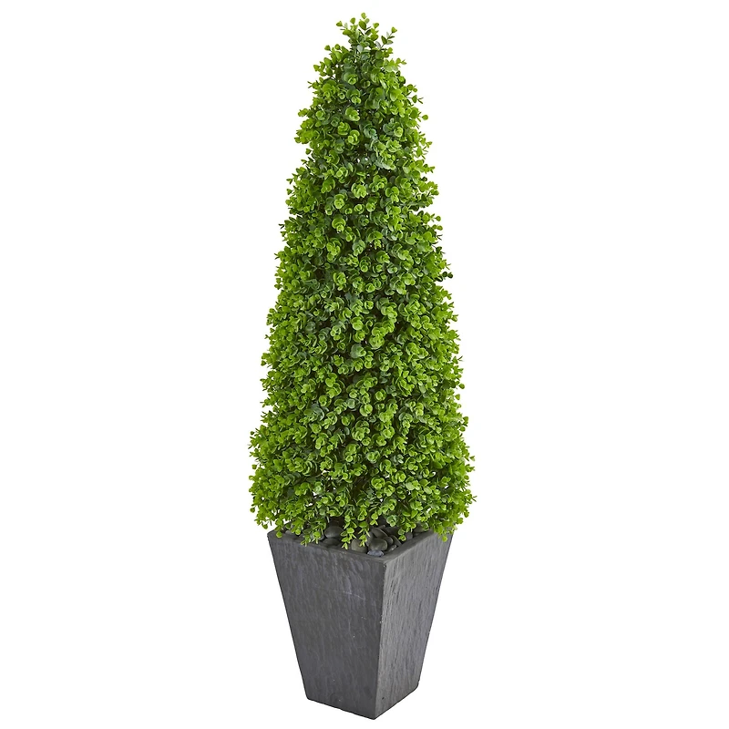 5ft. Eucalyptus Topiary Tree in Slate Planter