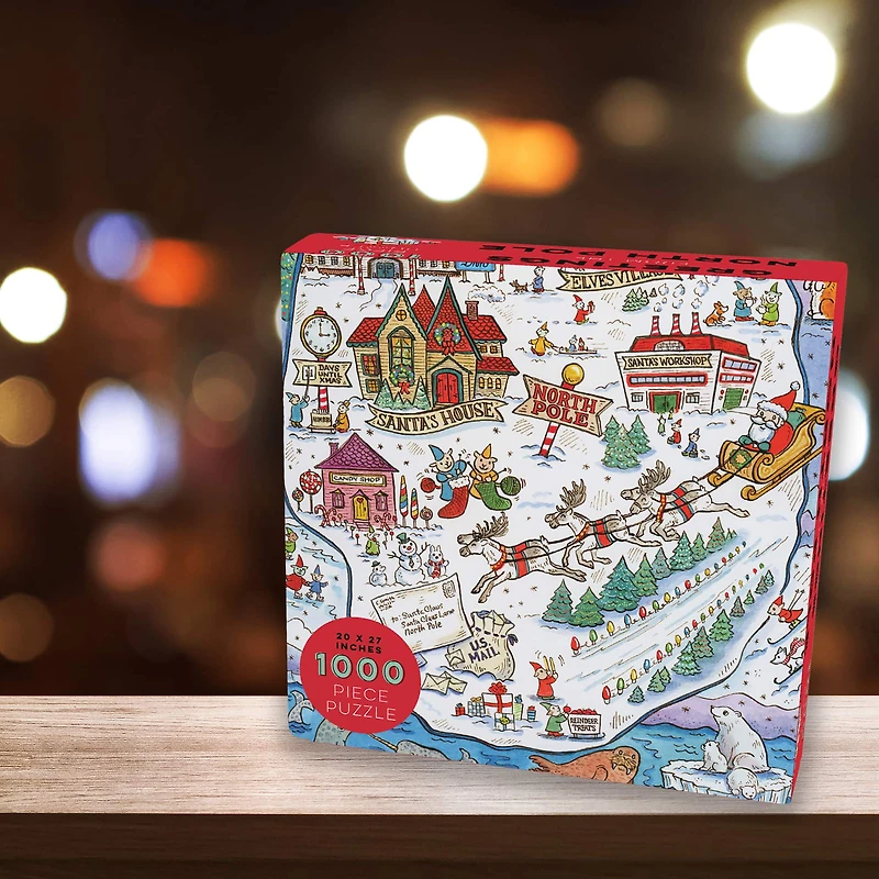 TF Publishing Greetings From The North Pole Map Christmas 1,000 Piece Jigsaw Puzzle