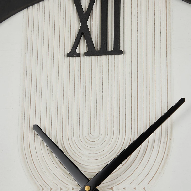 24" The Novogratz White Wood Art Deco Line Art Wall Clock