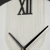 24" The Novogratz White Wood Art Deco Line Art Wall Clock
