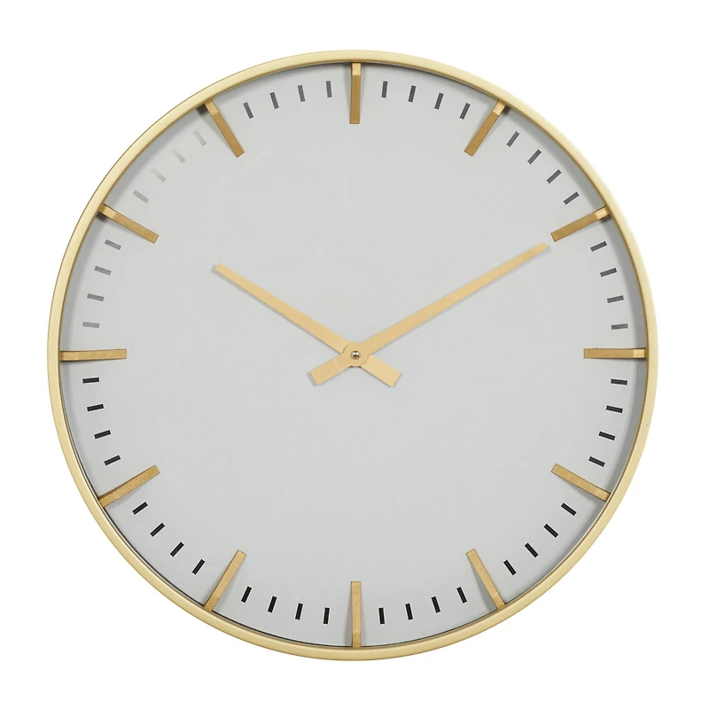 CosmoLiving by Cosmopolitan White Glass Contemporary Wall Clock
