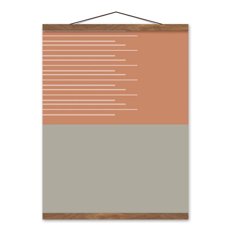 Terracotta Lines 16" x 20" Teak Hanging Canvas