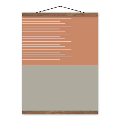 Terracotta Lines 16" x 20" Teak Hanging Canvas