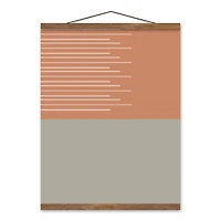 Terracotta Lines 16" x 20" Teak Hanging Canvas