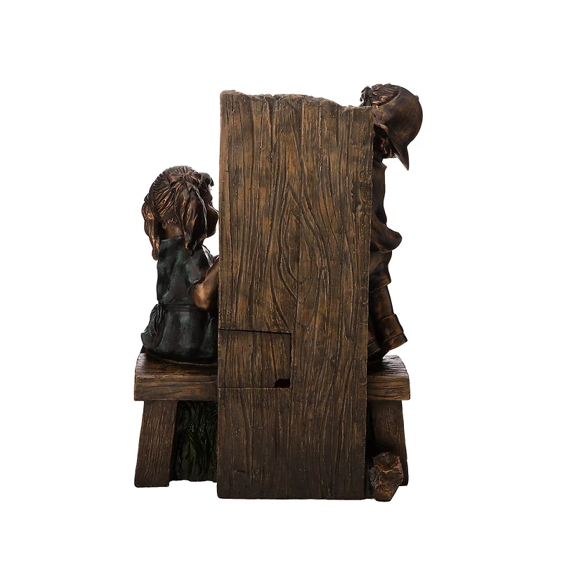 Glitzhome® 25" Polyresin Boy and Girl Sculptural Outdoor Fountain