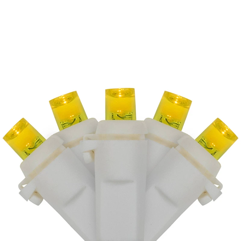 LED Wide Angle Christmas Lights - Yellow - 33' White Wire - 100 ct